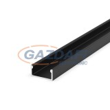 GREENLUX GXLP075 Alumínium profil (E) max. 12mm széles LED szalagokhoz, felületre telepítéshez lakkozott fekete
