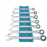 GROSS Professional 8-19mm kombinált csillag-villás csavarkulcs készlet/7db belső racsnis CrV