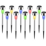 Grundig Arti Casa 10 db-os napelemes inox kerti LED lámpa szett, IP44, 36 cm, RGB hangulatfénnyel