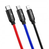 GSMOK Kábel USB 3IN1 1,2M 3.5A BASEUS CAMLT-BSY01 Fekete