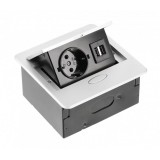 GTV AE-PB1SAVA-10 Süllyesztett elosztó 1x schuko socket, 2xUSB A, 1.5m kábel, fehér