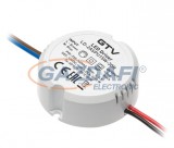 GTV LD-ZASPU15W-30N LED tápegység 15W, 2200V-240VAC bemenet, 12VDC kimenet, 50-60Hz, IP20, dia 55mm