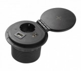 GTV LIGHTING GTV AE-BPW1SACP-20 Süllyesztett asztali töltő aljzat Charger Plus, USB A+C, HDMI, RJ45, 1,5m kábel