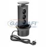 GTV LIGHTING GTV AE-BPW3GS-20 Asztalba süllyeszthető függőleges elosztó 1.5m, 3x230V, 3600W, IP20, SHUCKO