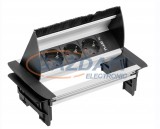 GTV LIGHTING GTV AE-PBC3GS-53BKS Süllyeszthető elosztó 3xSCHUKO aljzat, AC220-240V, 3600W, IP20, 1,5m