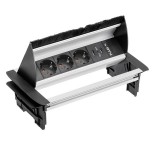 GTV LIGHTING GTV AE-PBC3GS2U-53BKS Süllyeszthető elosztó 3xSCHUKO aljzat, 2xUSB 2.1A 5V, AC220-240V, 3600W, IP20, 1,5m