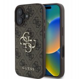 Guess Apple iPhone 16 Pro (6.3) PU 4G Metal Logo hátlapvédő tok barna (GUHCP16L4GMGBR)