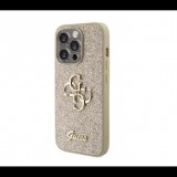 Guess Glitter Script Big 4G Apple iPhone 15 Pro hátlap Tok - Arany (GUHCP15LHG4SGD)