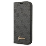 Guess GUBKP14SHG4SHK iPhone 14 6.1" fekete könyvtok 4G szüreti arany logóval