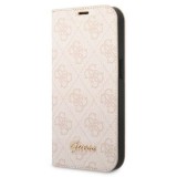 Guess GUBKP14SHG4SHP iPhone 14 6.1" rózsaszín könyvtok 4G szüreti arany logóval