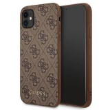 Guess GUHCN61G4GFBR iPhone 11 6,1" barna keménytok 4G fém arany logóval