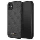Guess GUHCN61G4GFGR iPhone 11 6,1" szürke keménytok 4G fém arany logóval