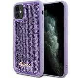 Guess GUHCN61PSFDGSU iPhone 11 6.1" lila keménytok Sequin Script Metal