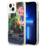 Guess GUHCP14MLFLSB iPhone 14 Plus 6.7" kék keménytok Flower folyékony Glitter