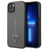 Guess GUHCP14SPSATLG iPhone 14 6.1" ezüst keménytok SaffianoTriangle Logó