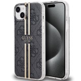 Guess GUHCP15MH4PSEGK iPhone 15 Plus 6.7" fekete keménytok IML 4G aranycsíkos