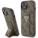 Guess GUHCP15SPGS4TDW iPhone 15 6.1" barna keménytok Grip Stand 4G Triangle Strass