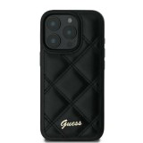 Guess GUHCP16MPSQSQSK Quilted Metal Logo keménytok iPhone 16 Plus - fekete