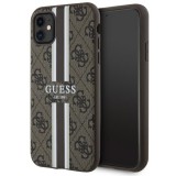 Guess GUHMN61P4RPSW iPhone 11 barna keménytok 4G nyomtatott csíkokkal MagSafe