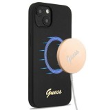 Guess GUHMP13MLSLMGBK iPhone 13 6.1" fekete keménytok szilikon Script arany logó Magsafe