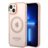 Guess GUHMP14MHTCMP iPhone 14 Plus 6.7" rózsaszín/rózsaszín kemény tok Arany kontúrú, áttetsző MagSafe tok