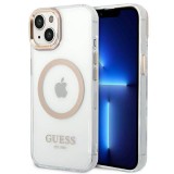 Guess GUHMP14MHTRMD iPhone 14 Plus 6.7" arany keménytok fém kontúr Magsafe