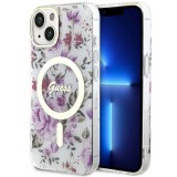 Guess GUHMP14SHCFWST iPhone 14 6.1" átlátszó keménytok Virág MagSafe