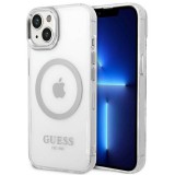 Guess GUHMP14SHTRMS iPhone 14 6.1" ezüst keménytok Fém körvonalú Magsafe tok