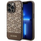 Guess GUHMP14XHGCFSEW iPhone 14 Pro Max 6.7" barna keménytok GCube Stripes MagSafe