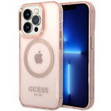 Guess GUHMP14XHTCMP iPhone 14 Pro Max 6,7" rózsaszín keménytok arany kontúrú, áttetsző MagSafe áttetsző