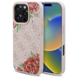 Guess GUHMP16LP4ROPEMCP 4G Flowers Print MagSafe-kompatibilis tok iPhone 16 Pro - rózsaszín