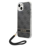 Guess GUOHCP14MH4STK iPhone 14 Plus 6.7" fekete keménytok 4G nyomtatott szíj