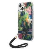 Guess GUOHCP14SHFLSB iPhone 14 6.1" kék keménytok Virágos pántos tok