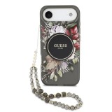 Guess IML Flowers Strap MagSafe tok iPhone 17 Air készülékhez fekete