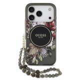 Guess IML Flowers Strap MagSafe tok iPhone 17 Pro készülékhez fekete