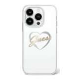 Guess IML Heart iPhone 16 Pro kemény hátlap tok, átlátszó GUHCP16LHCHGSPT