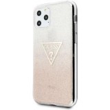 Guess iPhone 11 Pro csillámos folyadékos háromszöges rózsaszín TPU tok (GUHCN58SGTLPI)