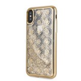 Guess iPhone X/XS rózsa mintás csillám folyadékkal arany tok (GUHCPXPEOLGG)