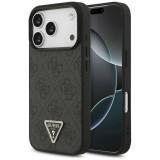 Guess Leather 4G Triangle Strass MagSafe tok iPhone 17 Pro fekete színűhöz