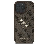 Guess PU 4G Metal Logo Apple iPhone 16 Pro hátlap tok, barna