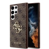 Guess PU 4G Metal Logo Samsung Galaxy S24 Ultra hátlap tok, barna