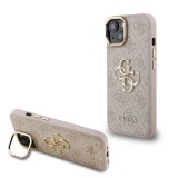 Guess PU 4G Metal Logo Stand Apple iPhone 15 (6.1) hátlapvédő tok pink (GUHCP15SPCS4GP4P)
