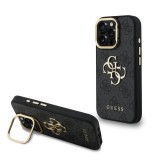 Guess PU 4G Metal Logo Stand Camera Frame tok iPhone 15 Pro Max készülékhez fekete