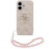 Guess PU 4G Metal Logo Strap Apple iPhone 17 hátlap tok karpánttal, rózsaszín
