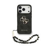 Guess PU 4G Metal Logo Strap hátsó tok iPhone 17 Pro készülékhez fekete