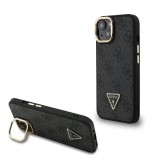 Guess PU 4G Strass Triangle Logo Stand Camera Frame MagSafe tok iPhone 13 készülékhez fekete