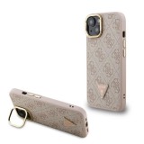 Guess PU 4G Strass Triangle Logo Stand Camera Frame MagSafe tok iPhone 13 készülékhez rózsaszín