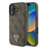 Guess PU 4G Strass Triangle Metal Logo tok iPhone 16 készülékhez barna