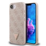 Guess PU 4G Strass Triangle Metal Logo tok iPhone 16e készülékhez rózsaszín