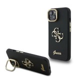 Guess PU Grained 4G Logo Stand Camera Frame tok iPhone 15 készülékhez fekete